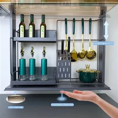 المطبخ التلقائي رفع مجلس الوزراء التحكم الصوتي رفع التحكم باللمس سحب سلة