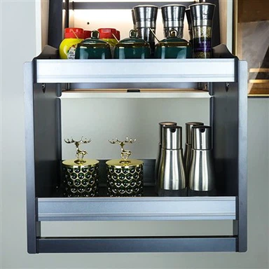 خزانة المطبخ سلة التخزين المخفية المعدنية ذات الرفع العمودي