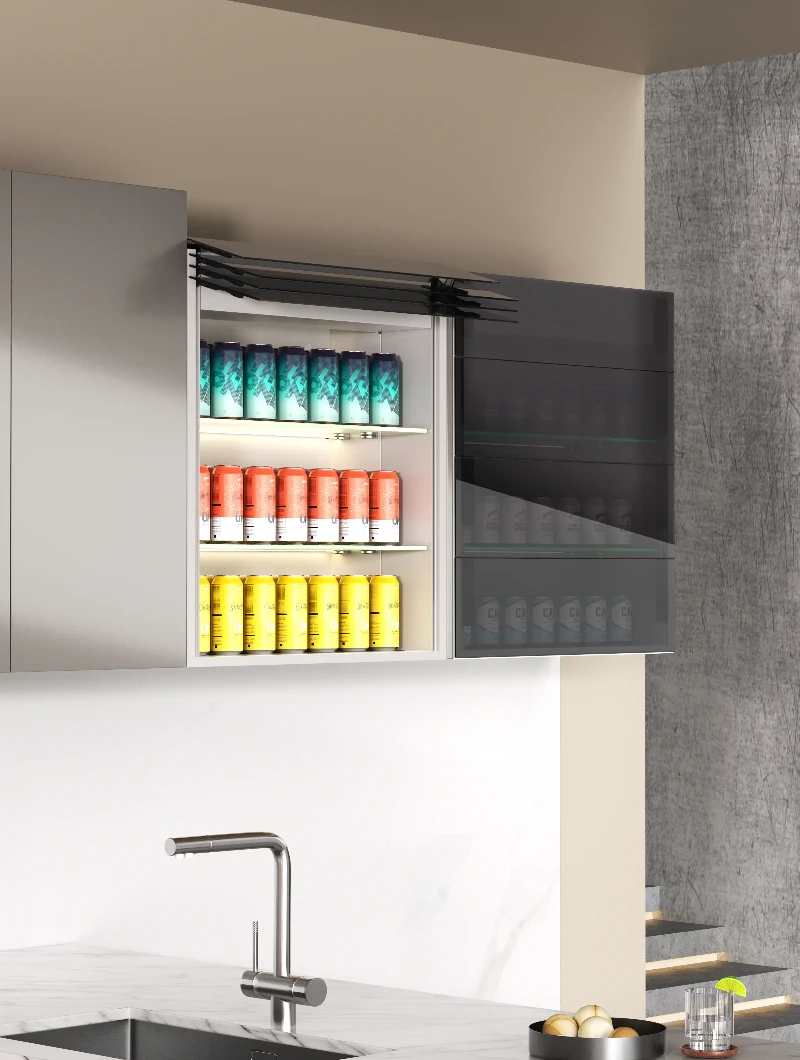 Electric lift-up glass cabinet doors Electric lift-up glass cabinet doors