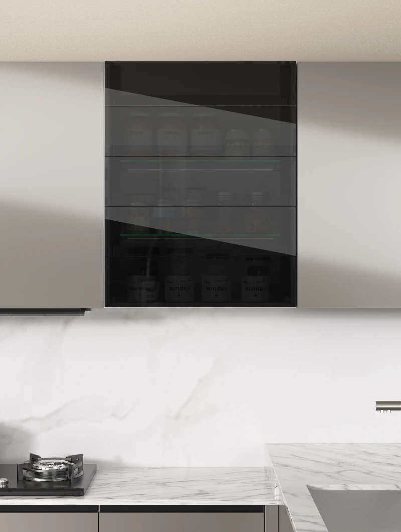 Electric lift-up glass cabinet doors Electric lift-up glass cabinet doors